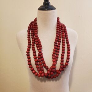 Red Wood Bead Necklace